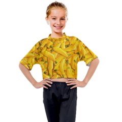 Geometric Bananas Kids Mock Neck Tee