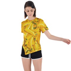 Geometric Bananas Asymmetrical Short Sleeve Sports Tee by Sparkle