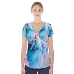 Colorful Beach Short Sleeve Front Detail Top by Sparkle