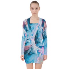 Colorful Beach V-neck Bodycon Long Sleeve Dress by Sparkle