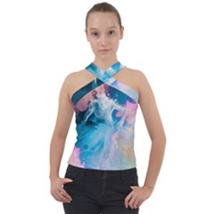 Colorful Beach Cross Neck Velour Top by Sparkle