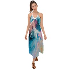 Colorful Beach Halter Tie Back Dress 