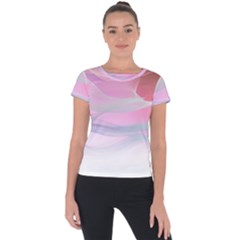 Pink Fractal Short Sleeve Sports Top  by Sparkle