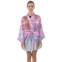 Pink Fractal Long Sleeve Satin Kimono by Sparkle