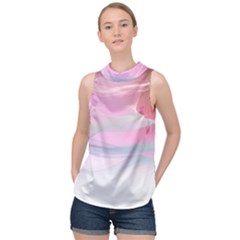 Pink Fractal High Neck Satin Top by Sparkle