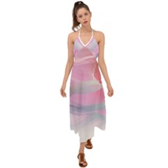 Pink Fractal Halter Tie Back Dress  by Sparkle