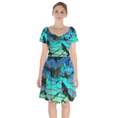 Digital Abstract Short Sleeve Bardot Dress by Sparkle