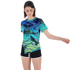 Digital Abstract Asymmetrical Short Sleeve Sports Tee