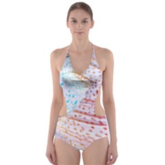 Spots Waves Cut-out One Piece Swimsuit by Sparkle