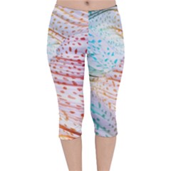 Spots Waves Velvet Capri Leggings  by Sparkle