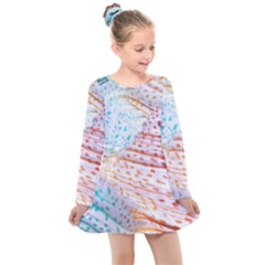 Spots Waves Kids  Long Sleeve Dress by Sparkle