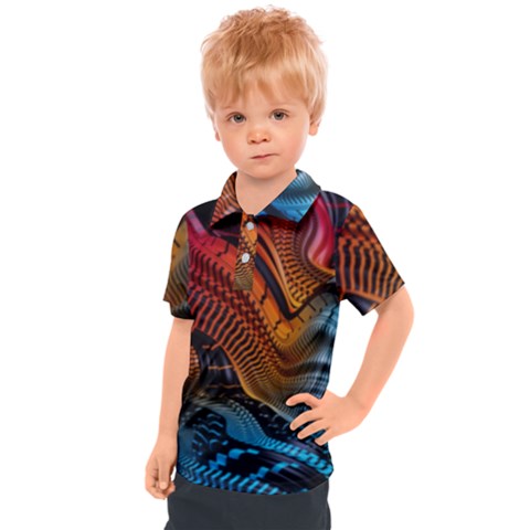 3d Rainbow Choas Kids  Polo Tee by Sparkle