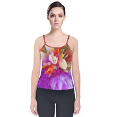 Poppy Flower Velvet Spaghetti Strap Top by Sparkle