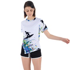 Nature Surfing Asymmetrical Short Sleeve Sports Tee