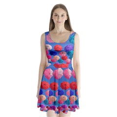 Rainbow Umbrella Split Back Mini Dress  by Sparkle