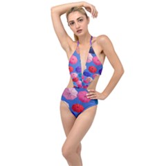 Rainbow Umbrella Plunging Cut Out Swimsuit by Sparkle