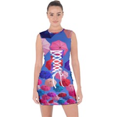 Rainbow Umbrella Lace Up Front Bodycon Dress