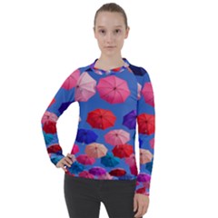 Rainbow Umbrella Women s Pique Long Sleeve Tee