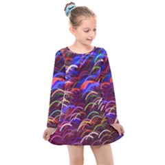 Fractal Rings Kids  Long Sleeve Dress by Sparkle