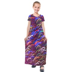 Fractal Rings Kids  Short Sleeve Maxi Dress by Sparkle