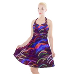 Fractal Rings Halter Party Swing Dress  by Sparkle