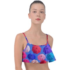 Rainbow Umbrella Frill Bikini Top