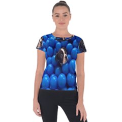 Cute Balls Puppy Short Sleeve Sports Top  by Sparkle