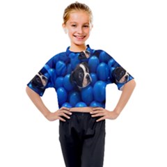 Cute Balls Puppy Kids Mock Neck Tee