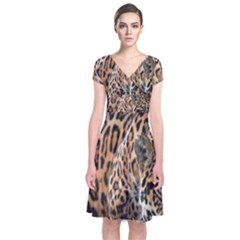 Nature With Tiger Short Sleeve Front Wrap Dress by Sparkle