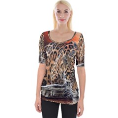 Nature With Tiger Wide Neckline Tee