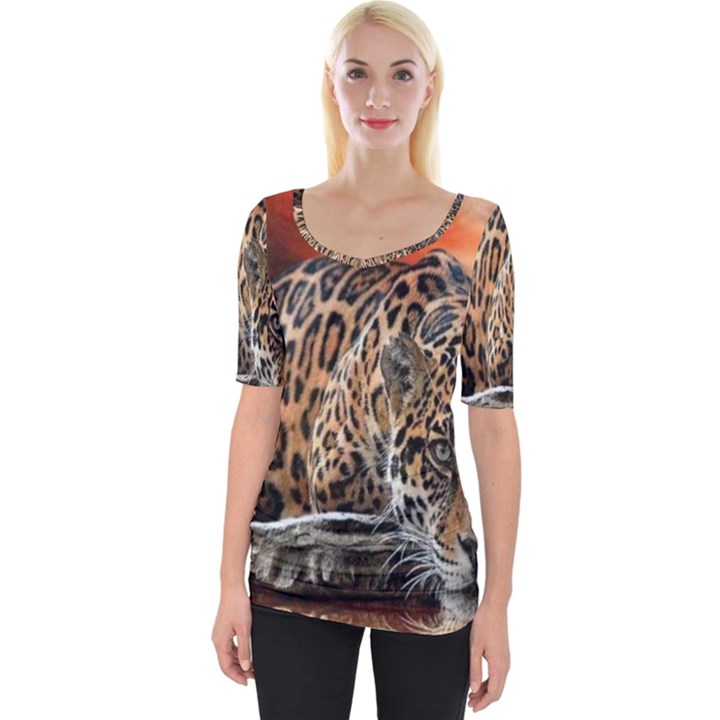 Nature With Tiger Wide Neckline Tee