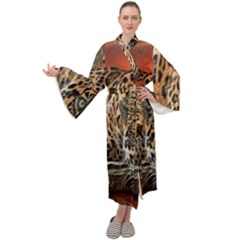 Nature With Tiger Maxi Velour Kimono by Sparkle