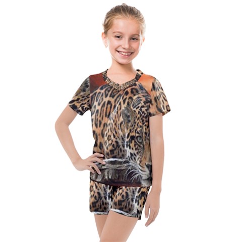 Nature With Tiger Kids  Mesh Tee And Shorts Set by Sparkle