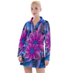 Fractal Flower Women s Long Sleeve Casual Dress by Sparkle