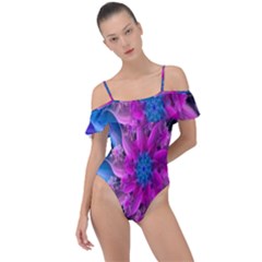 Fractal Flower Frill Detail One Piece Swimsuit by Sparkle