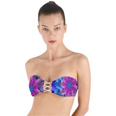 Fractal Flower Twist Bandeau Bikini Top