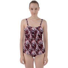 Digital Checkboard Twist Front Tankini Set by Sparkle