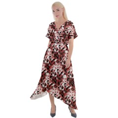 Digital Checkboard Cross Front Sharkbite Hem Maxi Dress