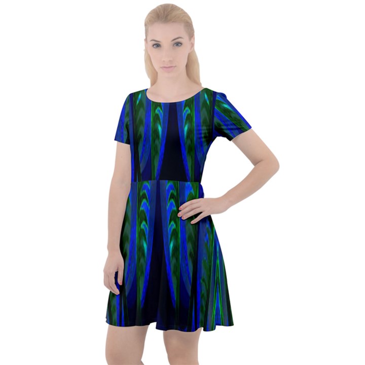 Glowleafs Cap Sleeve Velour Dress 