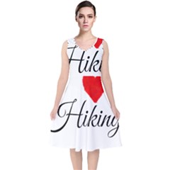 I Hiking V-neck Midi Sleeveless Dress  by FunnyStatementsandSlogans