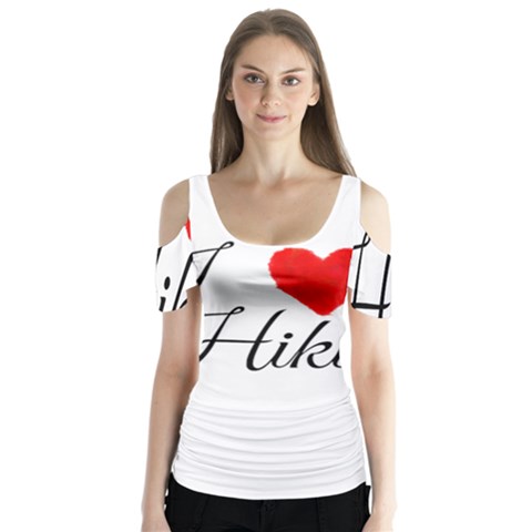 I Hiking Butterfly Sleeve Cutout Tee  by FunnyStatementsandSlogans