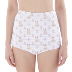 Happy Easter Motif Print Pattern High-waisted Bikini Bottoms