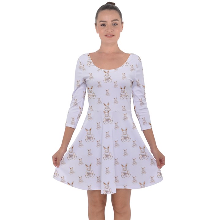 Happy Easter Motif Print Pattern Quarter Sleeve Skater Dress