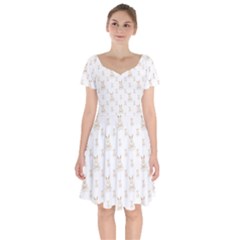 Happy Easter Motif Print Pattern Short Sleeve Bardot Dress