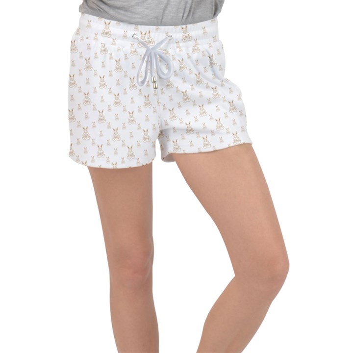 Happy Easter Motif Print Pattern Velour Lounge Shorts