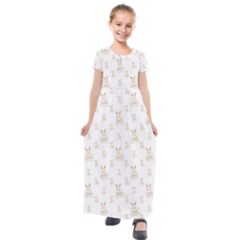 Happy Easter Motif Print Pattern Kids  Short Sleeve Maxi Dress by dflcprintsclothing