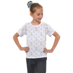 Happy Easter Motif Print Pattern Kids  Mesh Piece Tee