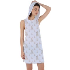 Happy Easter Motif Print Pattern Racer Back Hoodie Dress by dflcprintsclothing