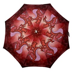 Funny Cartoon Dragon With Butterflies Straight Umbrellas by FantasyWorld7