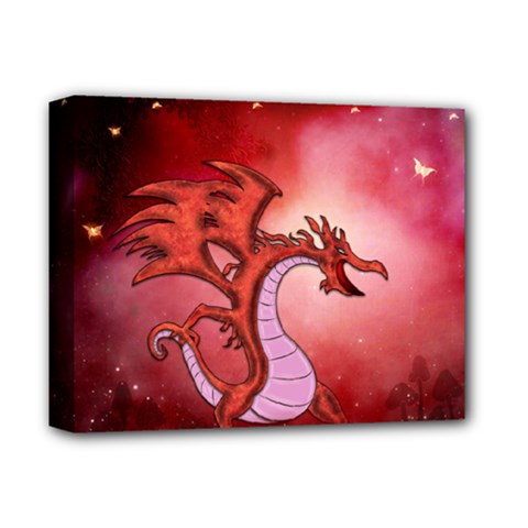 Funny Cartoon Dragon With Butterflies Deluxe Canvas 14  X 11  (stretched) by FantasyWorld7